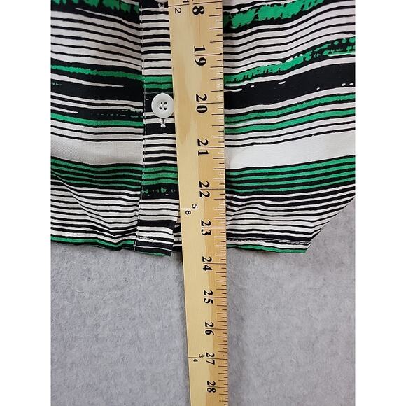 Staring At Stars White Green Striped Criss Cross Cutout Dress Medium Pockets - Picture 8 of 10